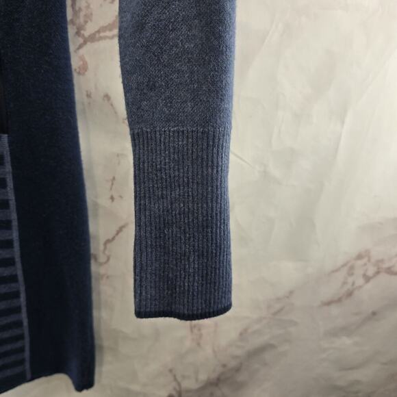 Title Nine Dress Womens XS Blue Stripe Sweater Long Super Power Zip Merino Wool - Picture 8 of 13